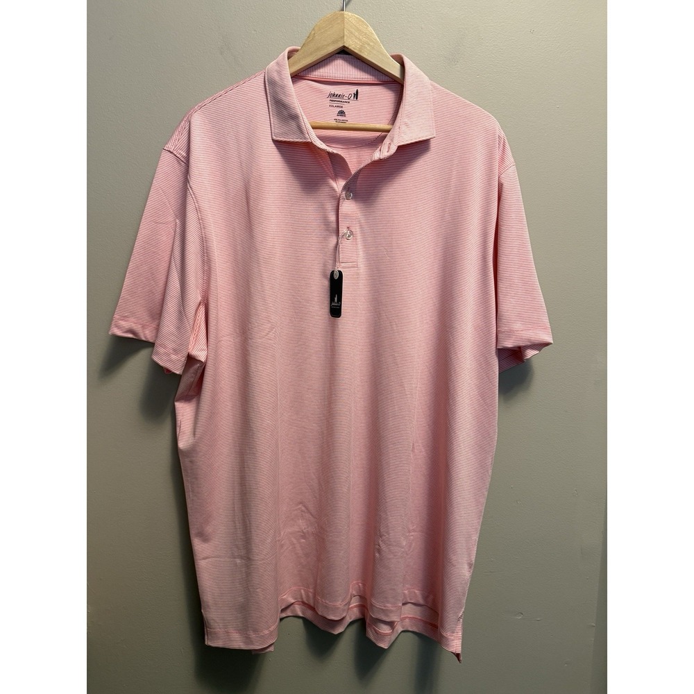 Johnnie-O Lyndonn Stripe Polo Shirt Lightwieght Golf Men's  XXl Cabo Pink NWT